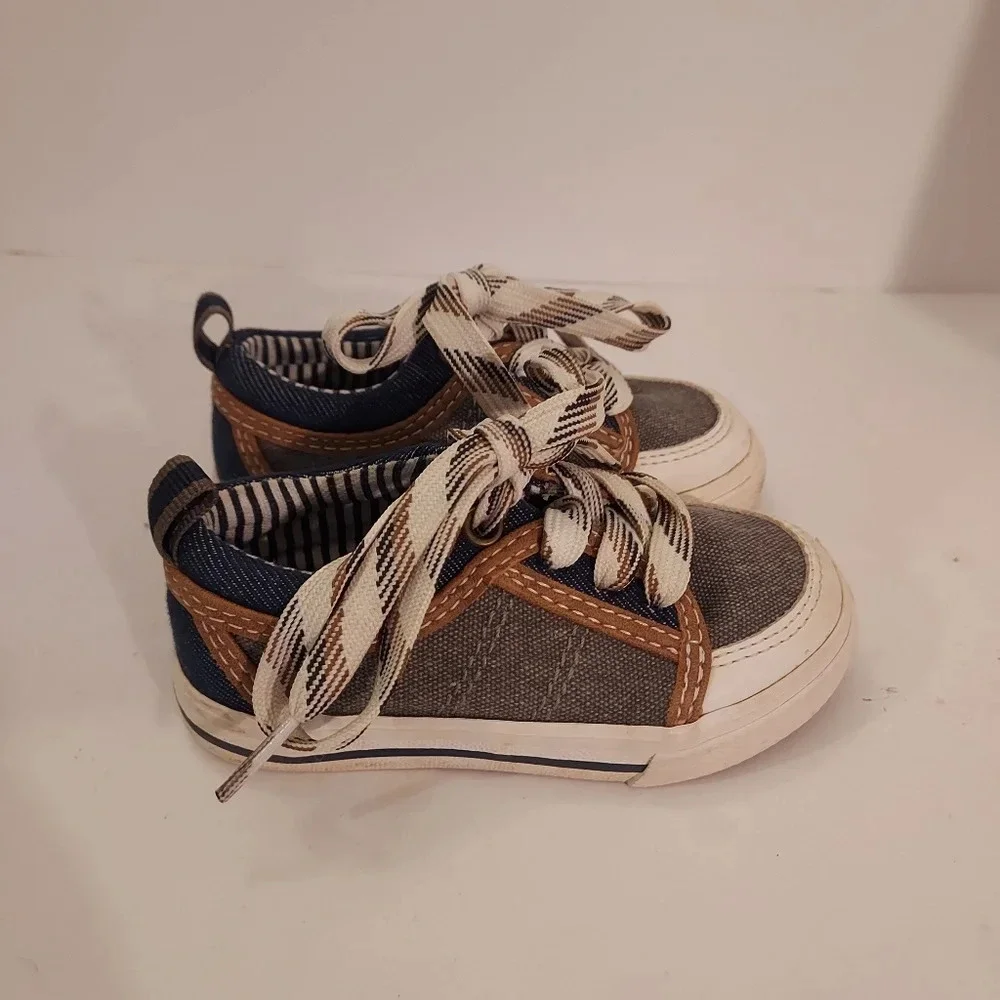 Genuine Kids by OshKosh Denim Lace Up Casual Sneakers in Size 6 (Toddler Size)
